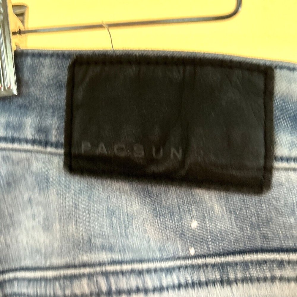 PacSun Womens Stacked Skinny Stretch Jeans Lt Wash Denim Distressed 36 x 32 - Picture 9 of 13